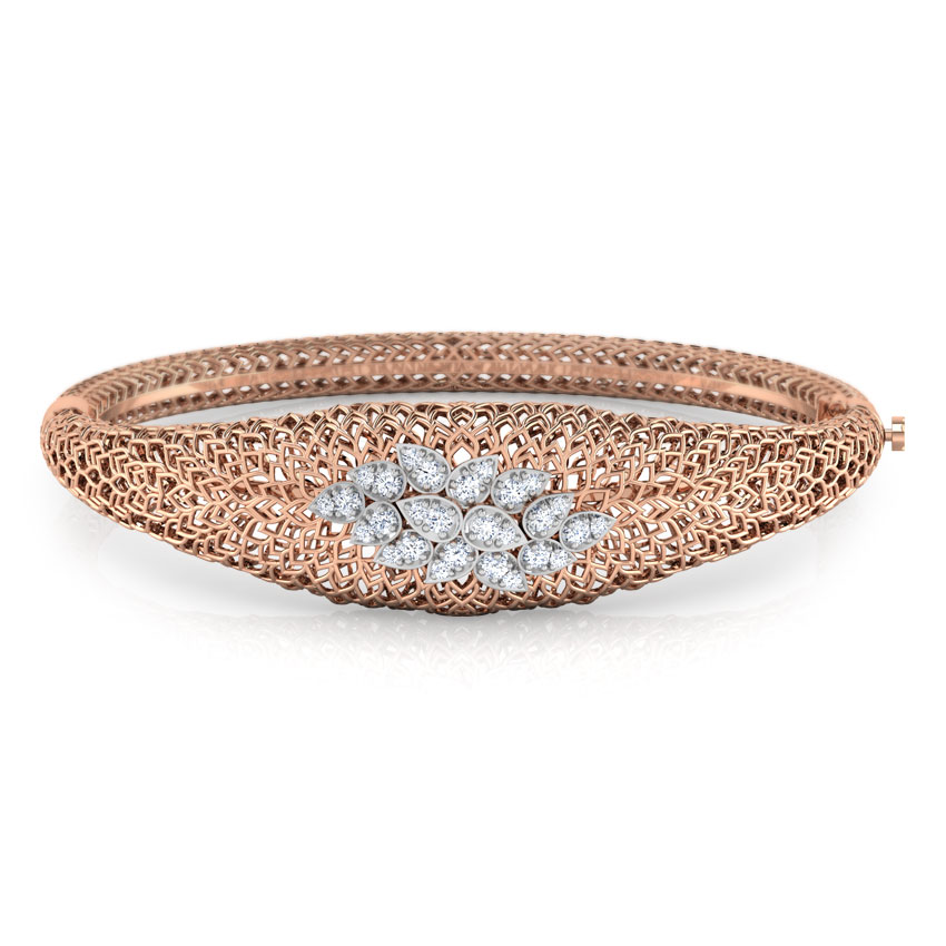 Diamond Bracelets 18 Karat Rose Gold Wild Rhea Leaf Diamond Bracelet