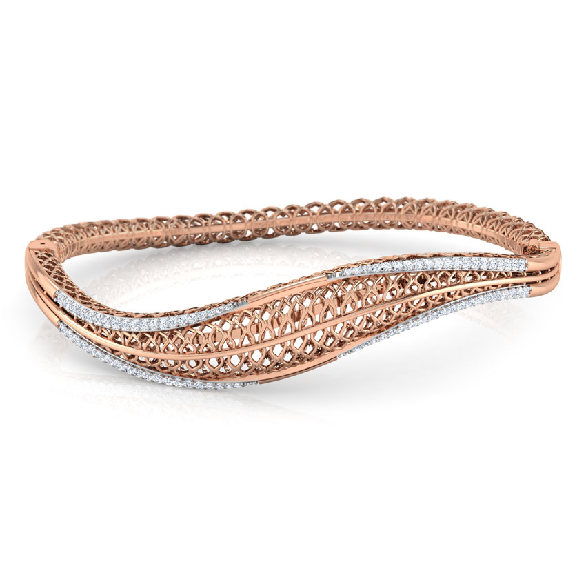 Diamond Bracelets 14 Karat Rose Gold Alder Leaf Diamond Bracelet