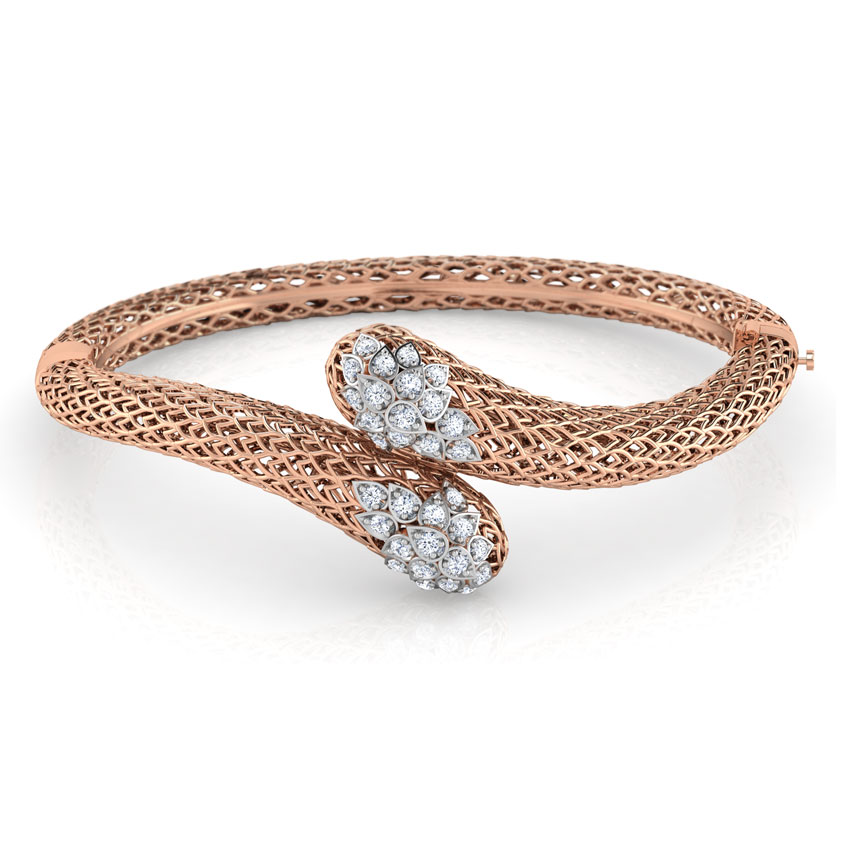 Diamond Bracelets 14 Karat Rose Gold Bhoma Leaf Diamond Bracelet