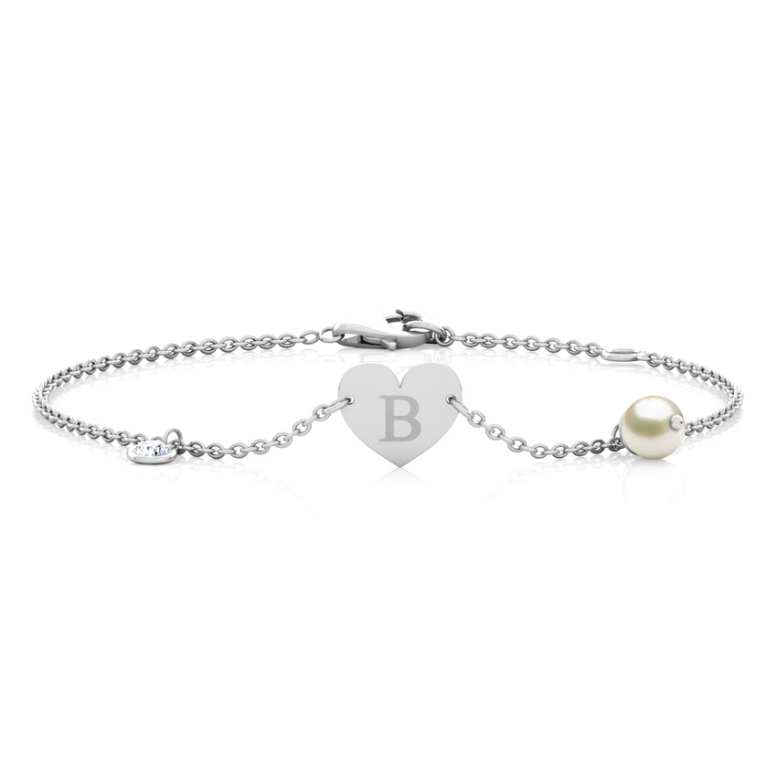 Alphabet B Pearl Bracelet