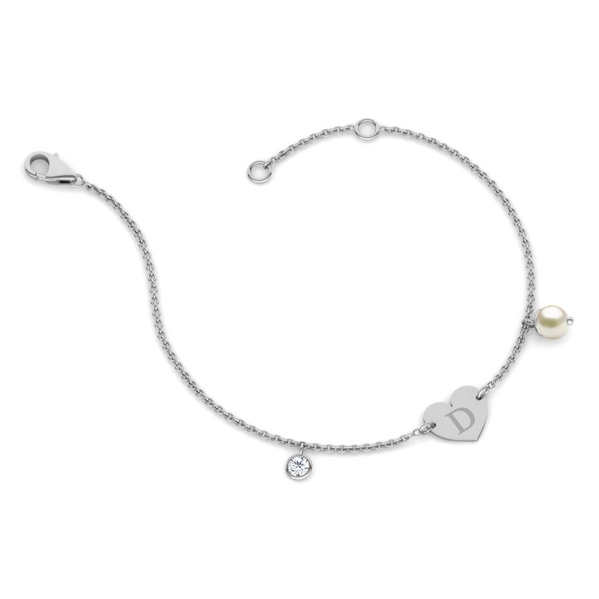 Alphabet D Pearl Bracelet