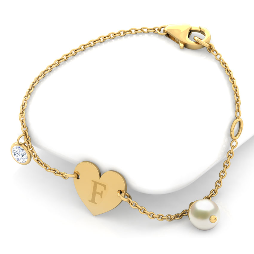 Alphabet F Pearl Bracelet