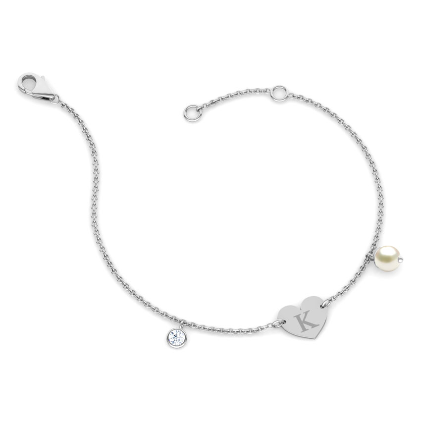 Alphabet K Pearl Bracelet