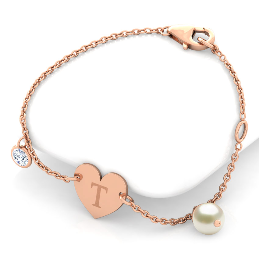 Alphabet T Pearl Bracelet