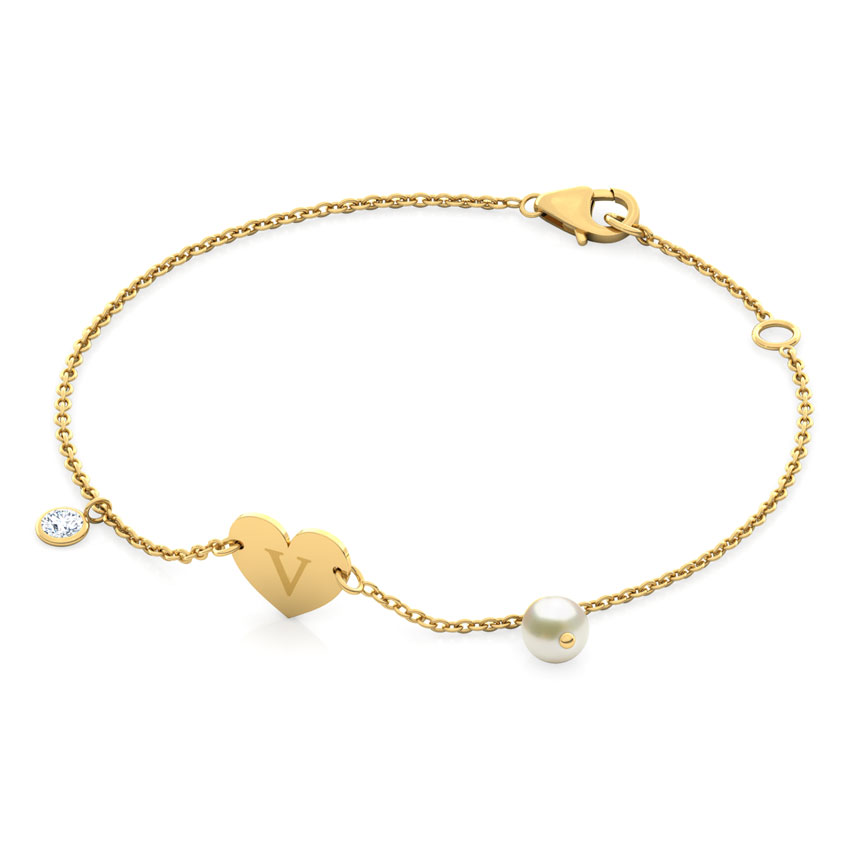 Alphabet V Pearl Bracelet Alphabet V Pearl Bracelet