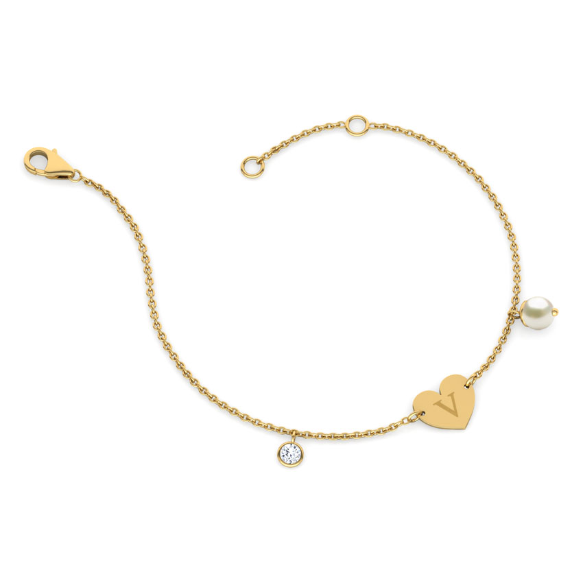 Alphabet V Pearl Bracelet Alphabet V Pearl Bracelet