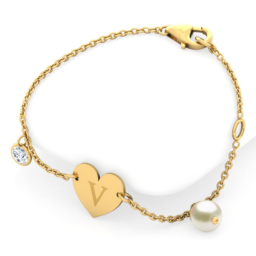 Alphabet V Pearl Bracelet Alphabet V Pearl Bracelet