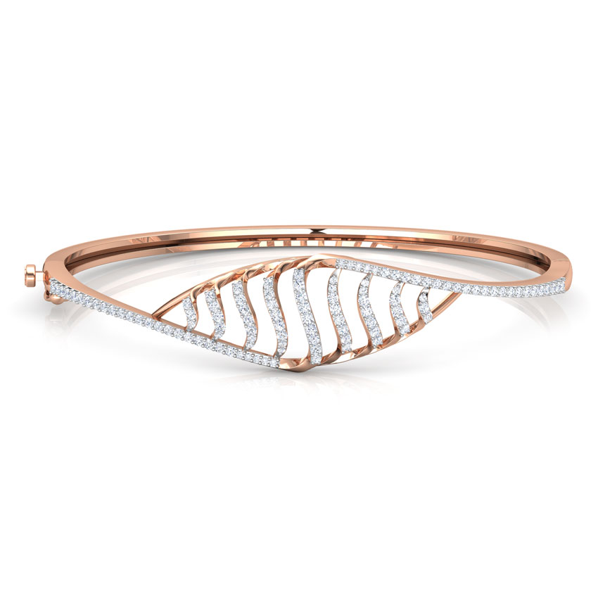 Diamond Bracelets 18 Karat Rose Gold Curved Stripes Diamond Bracelet
