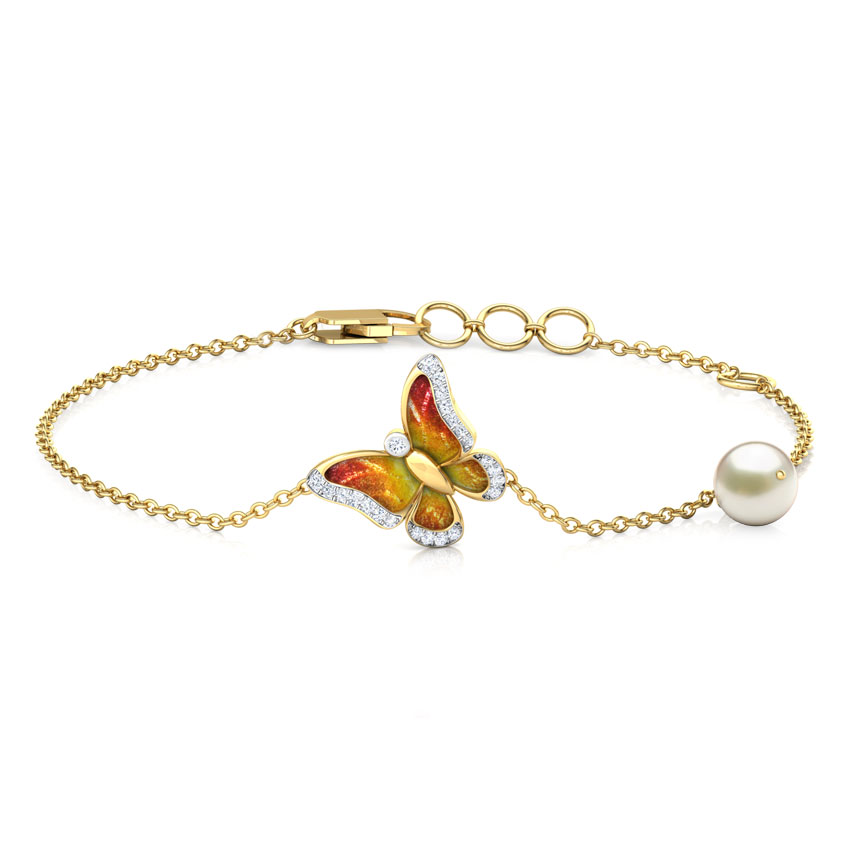 Orange Delicate Butterfly Gemstone Bracelet