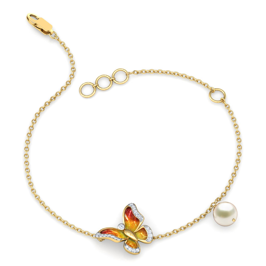 Orange Delicate Butterfly Gemstone Bracelet