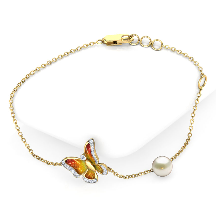 Orange Delicate Butterfly Gemstone Bracelet