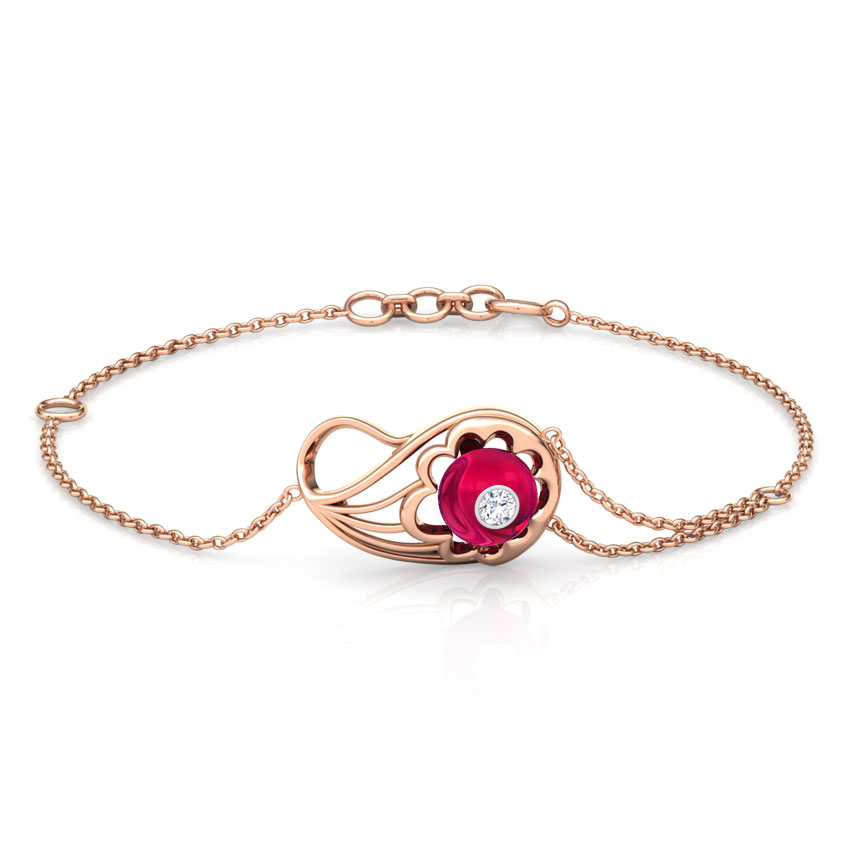 Diamond,Gemstone Bracelets 18 Karat Rose Gold Exquisite Paisley Gemstone Bracelet