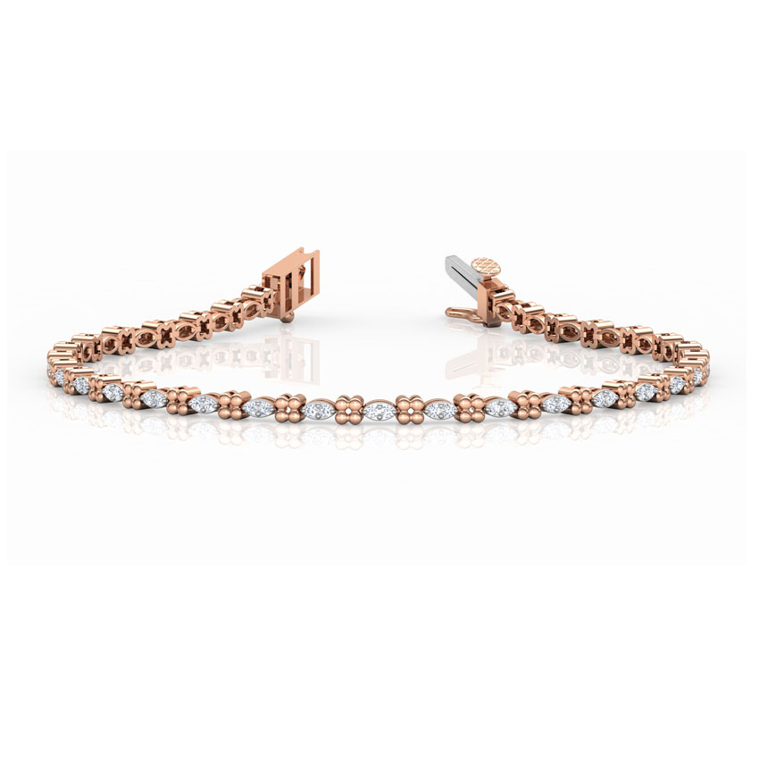 Diamond Bracelets 14 Karat Rose Gold Twinkle Floret Tennis Diamond Bracelet