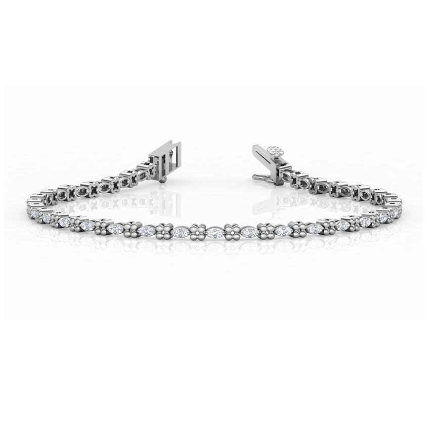 Diamond Bracelets 18 Karat White Gold Twinkle Floret Tennis Diamond Bracelet