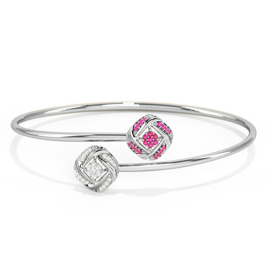 Diamond,Gemstone Bracelets 18 Karat White Gold Overlap Gemstone Bracelet