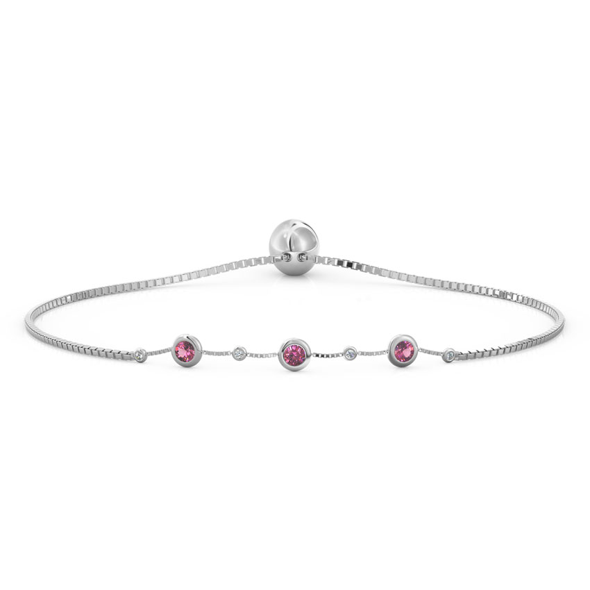 Diamond,Gemstone Bracelets 18 Karat White Gold Dewdrops Diamond Adjustable Bracelet