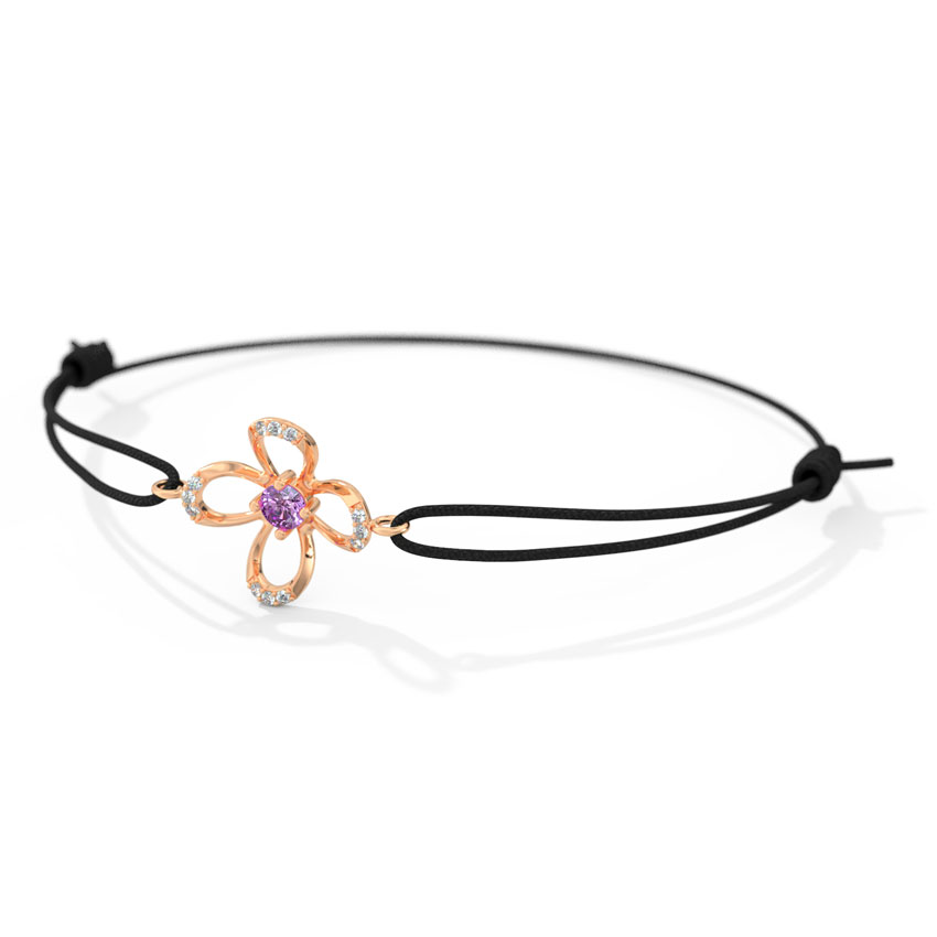 Diamond,Gemstone Bracelets 14 Karat Rose Gold Minimal Floret Gemstone Bracelet