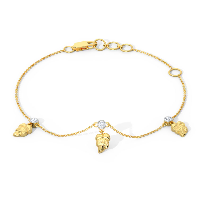 Diamond Bracelets 18 Karat Yellow Gold Krisha Leaves Diamond Bracelet