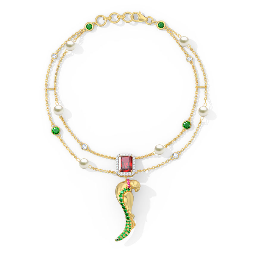 Dainty Parrot Gemstone Bracelet