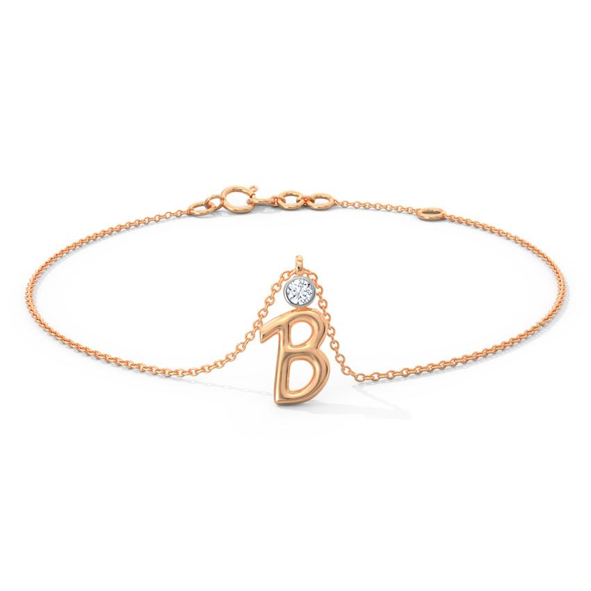 Charm Alphabet B Diamond Bracelet