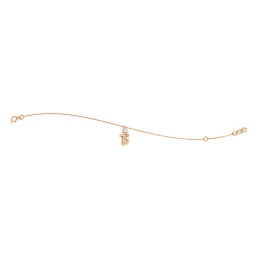 Charm Alphabet B Diamond Bracelet