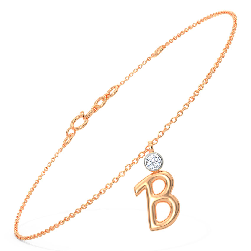 Charm Alphabet B Diamond Bracelet