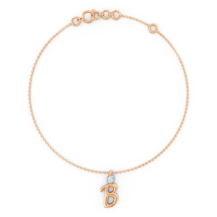 Charm Alphabet B Diamond Bracelet