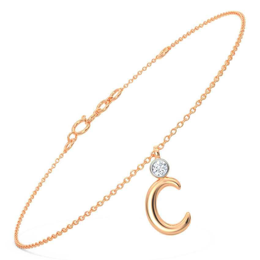 Alphabet C Charm Diamond Bracelet