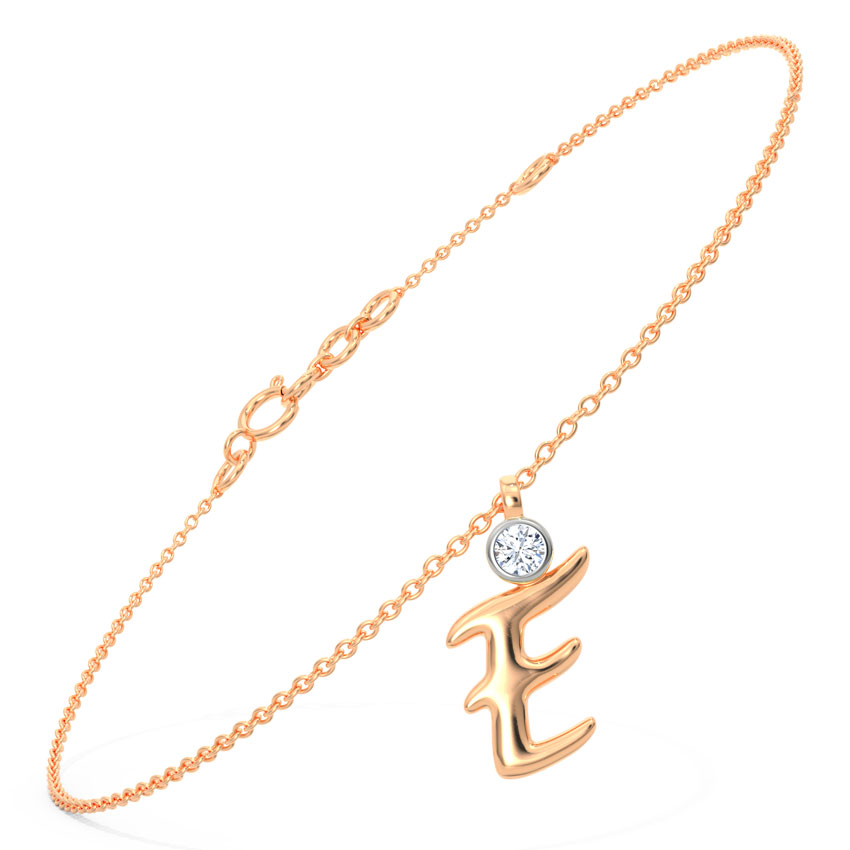 Alphabet E Diamond Charm Bracelet