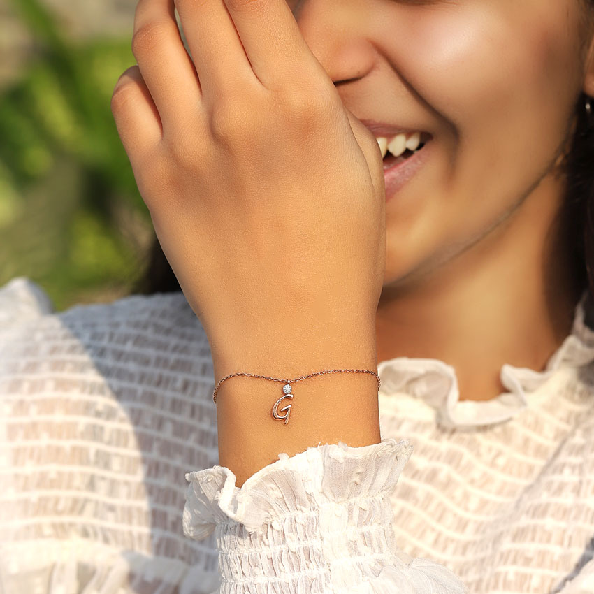Alphabet G Charm Diamond Bracelet