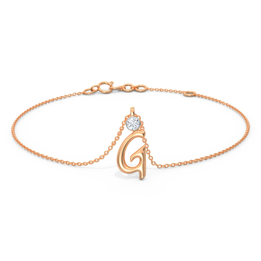 Alphabet G Charm Diamond Bracelet