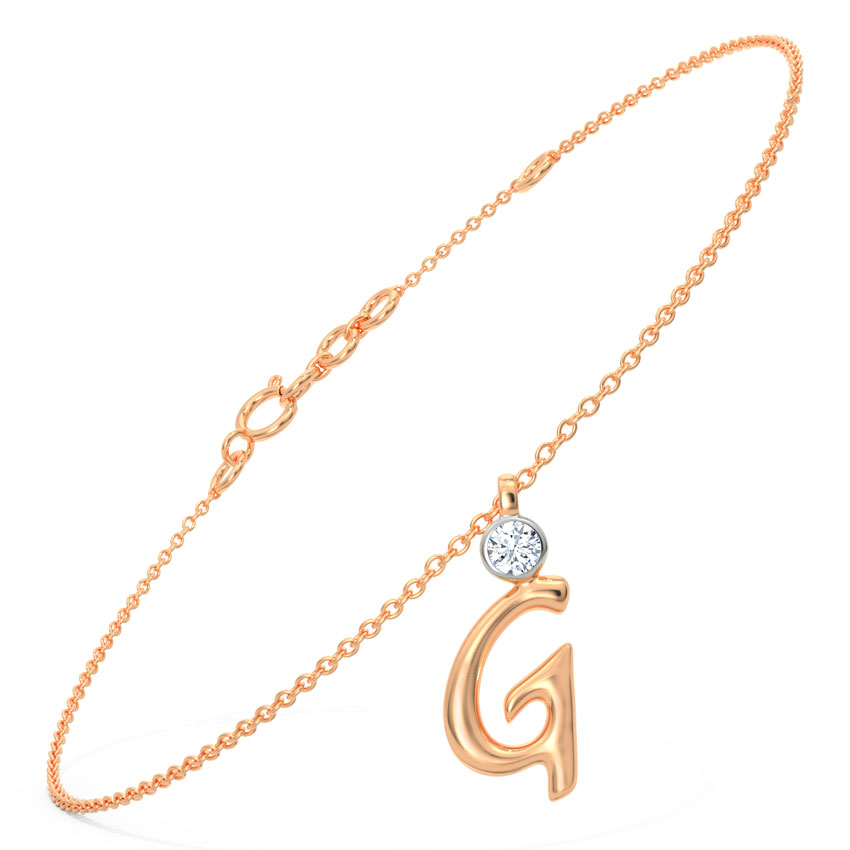 Alphabet G Charm Diamond Bracelet