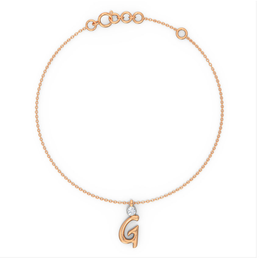 Alphabet G Charm Diamond Bracelet