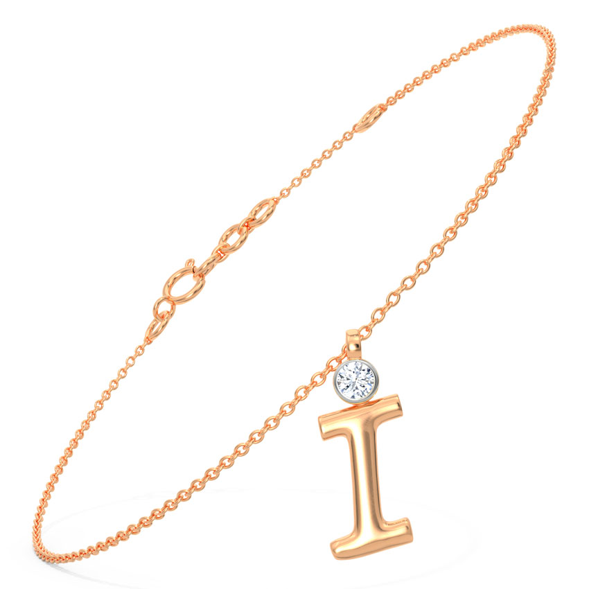 Alphabet I Charm Diamond Bracelet