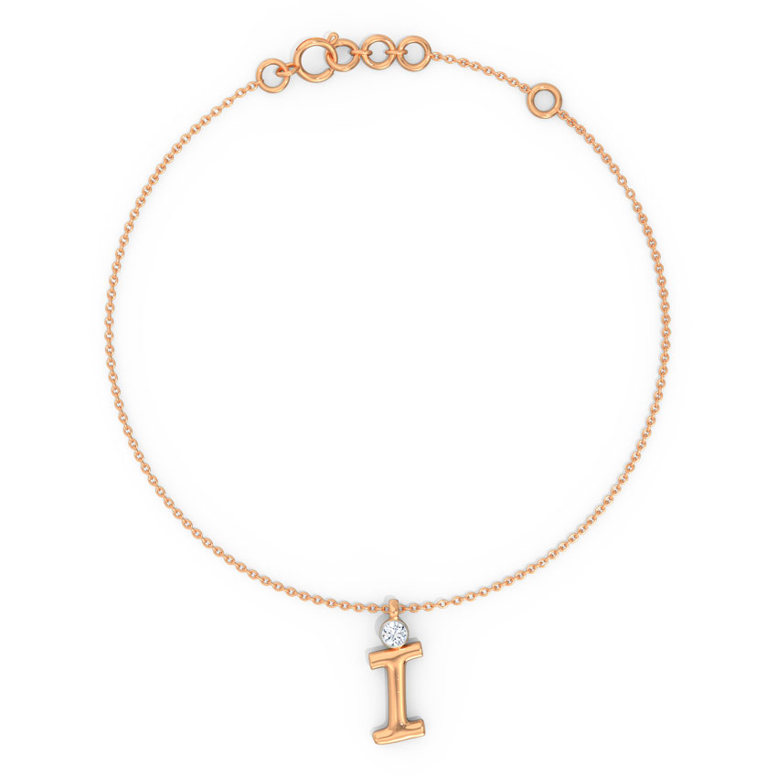 Alphabet I Charm Diamond Bracelet