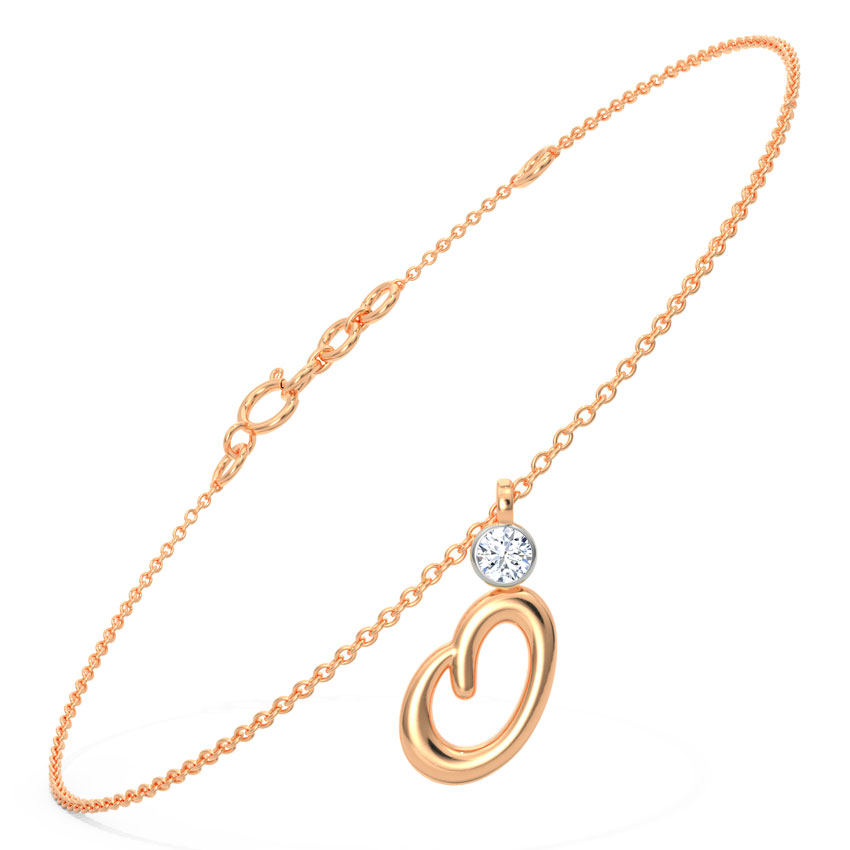 Charm Alphabet O Diamond Bracelet