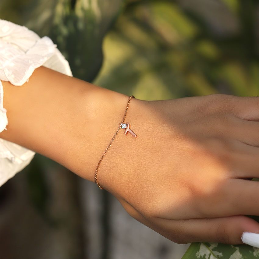 Charm Alphabet T Diamond Bracelet