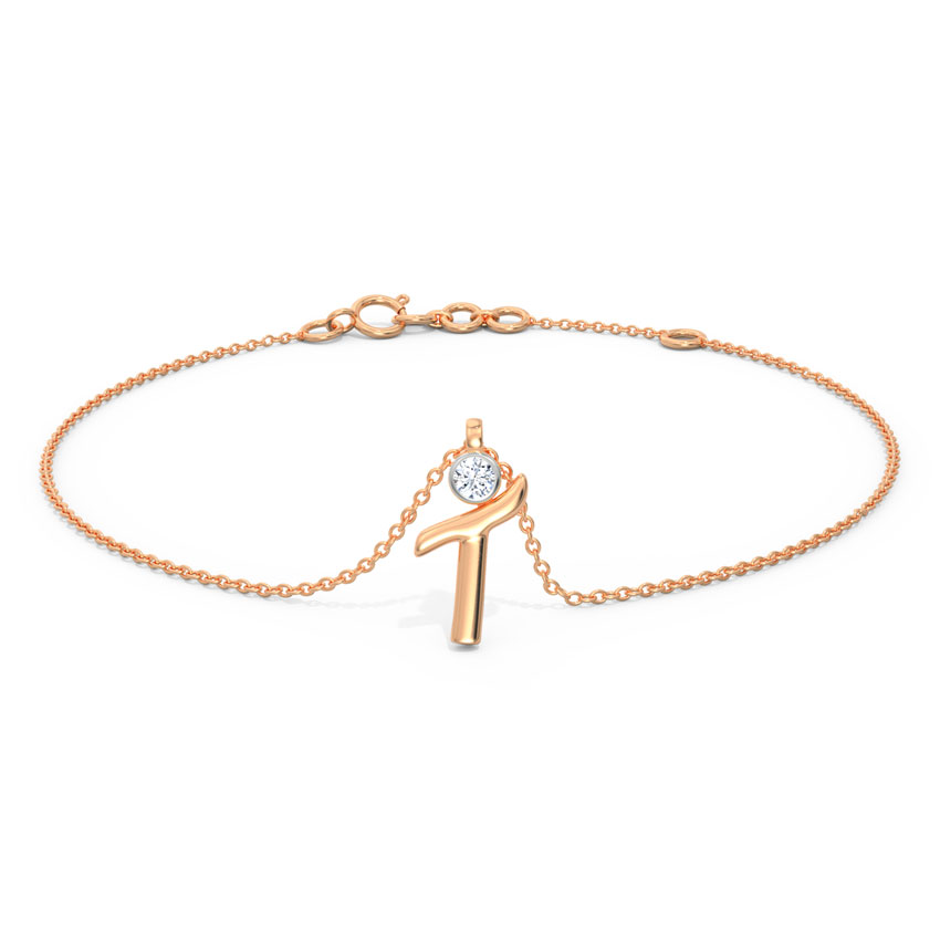 Charm Alphabet T Diamond Bracelet