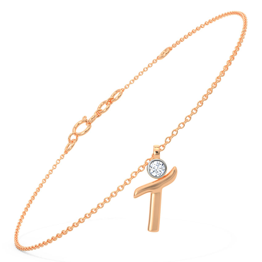 Charm Alphabet T Diamond Bracelet