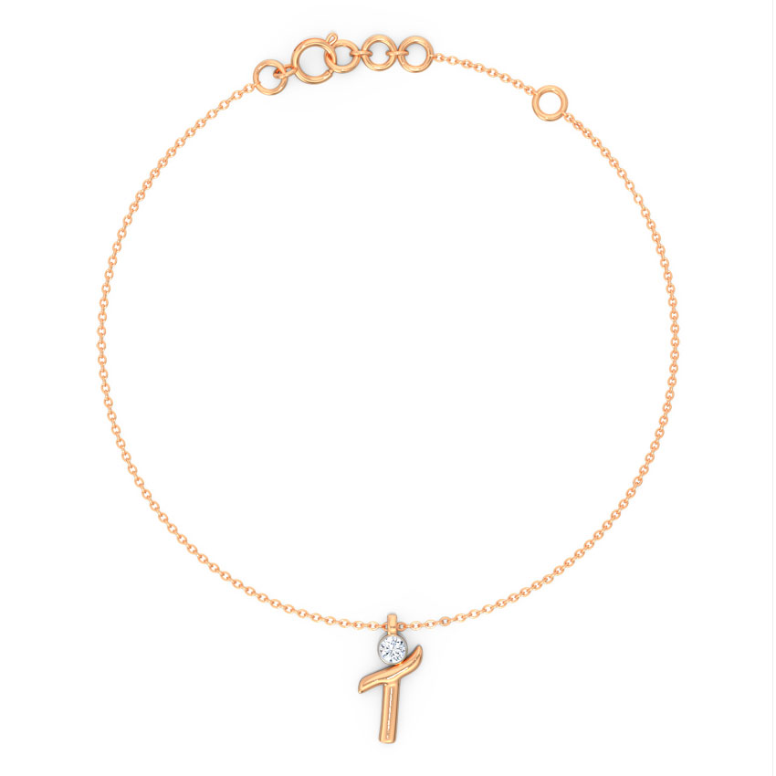 Charm Alphabet T Diamond Bracelet