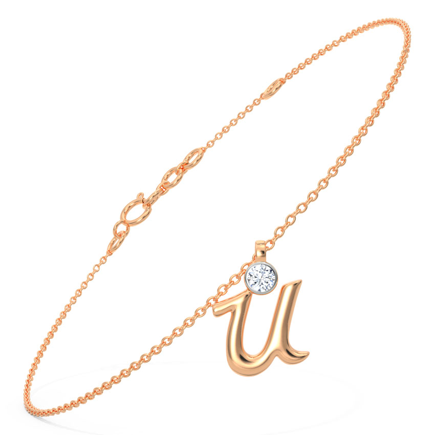 Charm Alphabet U Diamond Bracelet Charm Alphabet U Diamond Bracelet