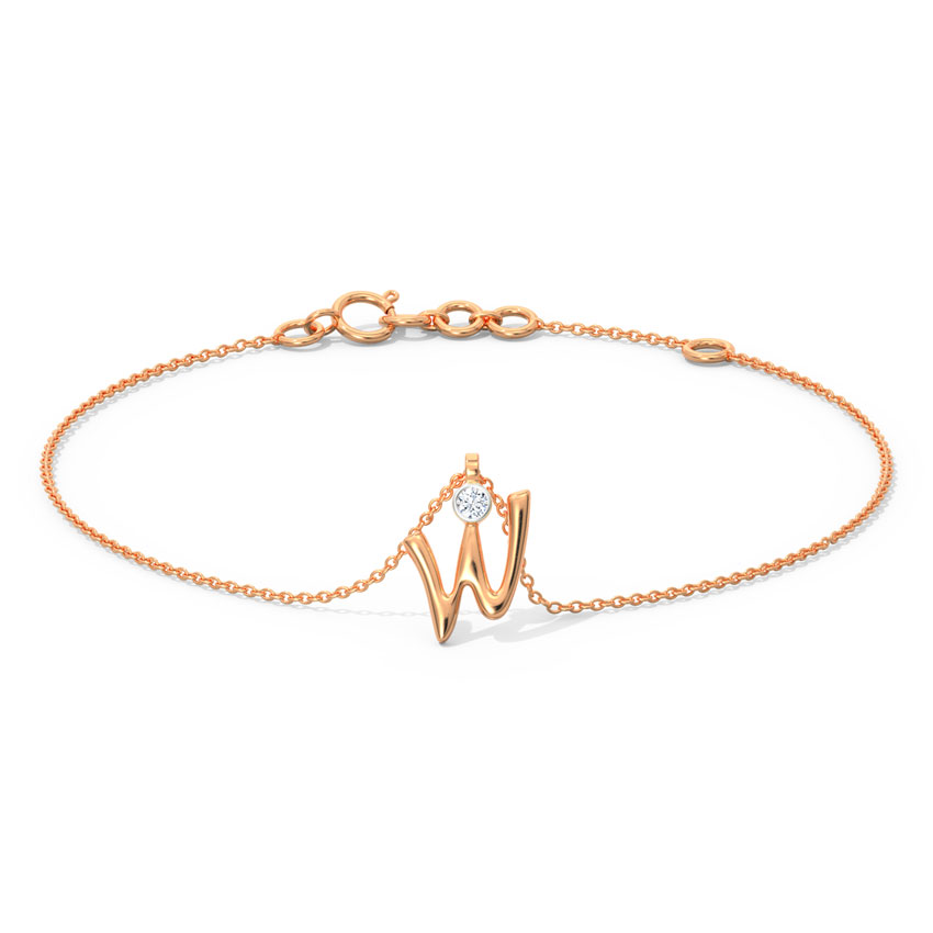 Alphabet W Charm Bracelet