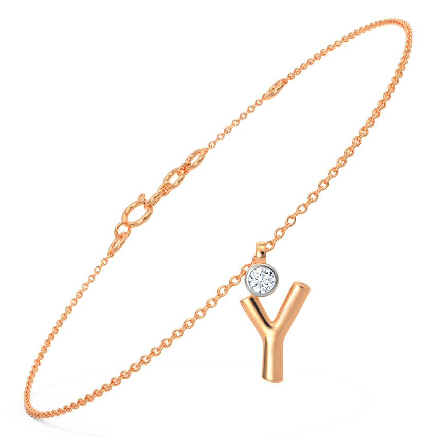 Alphabet Y Charm Diamond Bracelet