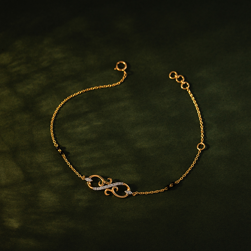 Diamond Bracelets 14 Karat Yellow Gold Sarah Diamond Mangalsutra Bracelet