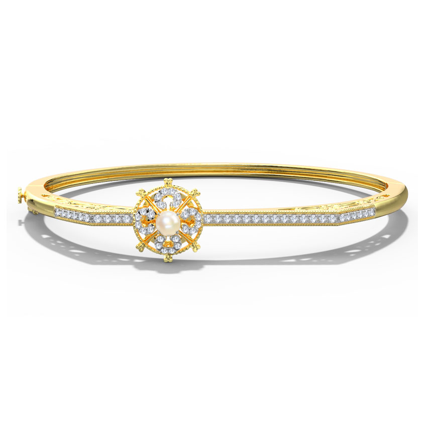 Diamond,Gemstone Bracelets 18 Karat Yellow Gold Meghan Pearl Bracelet