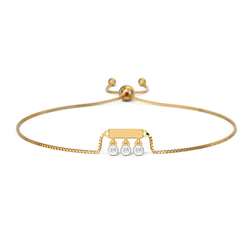 Diamond Bracelets 14 Karat Yellow Gold Sway Diamond Adjustable Bracelet