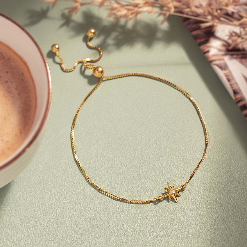 Diamond Bracelets 14 Karat Yellow Gold NorthStar Diamond Adjustable Bracelet