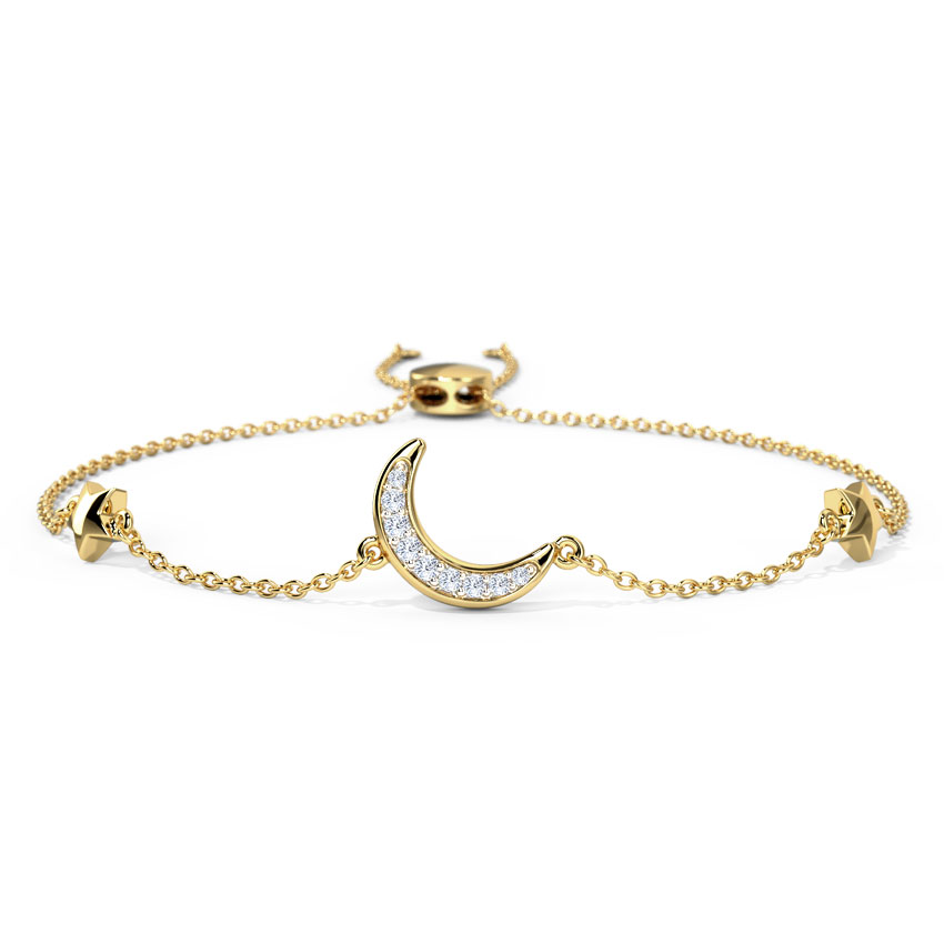 Diamond Bracelets 14 Karat Yellow Gold Moonshine Diamond Adjustable Bracelet