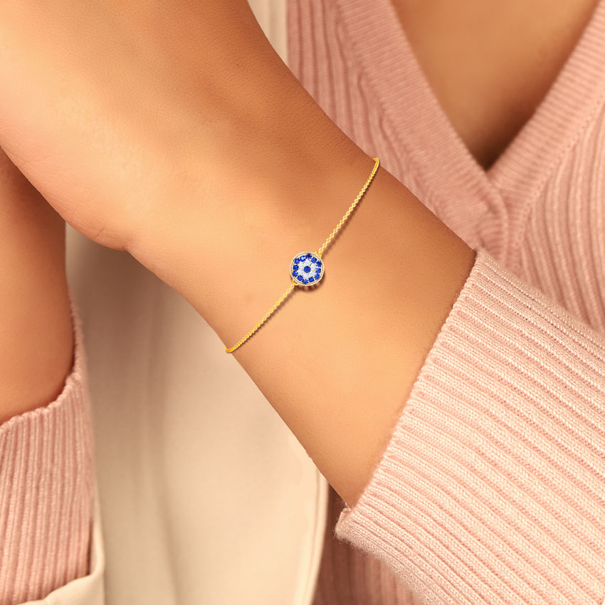 Halo Evil Eye Gemstone Bracelet