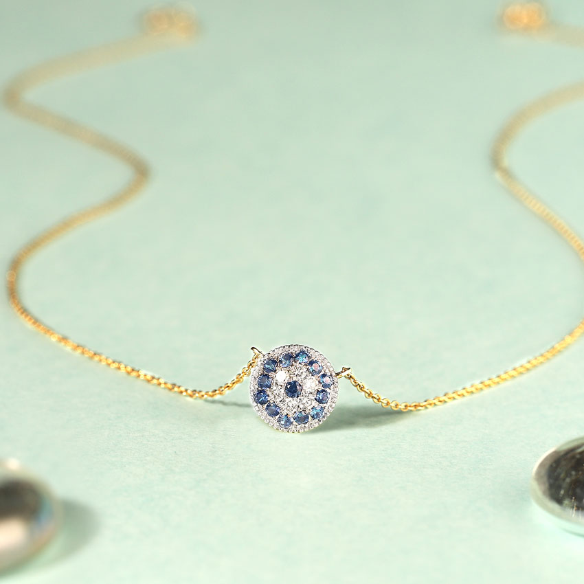 Halo Evil Eye Gemstone Bracelet